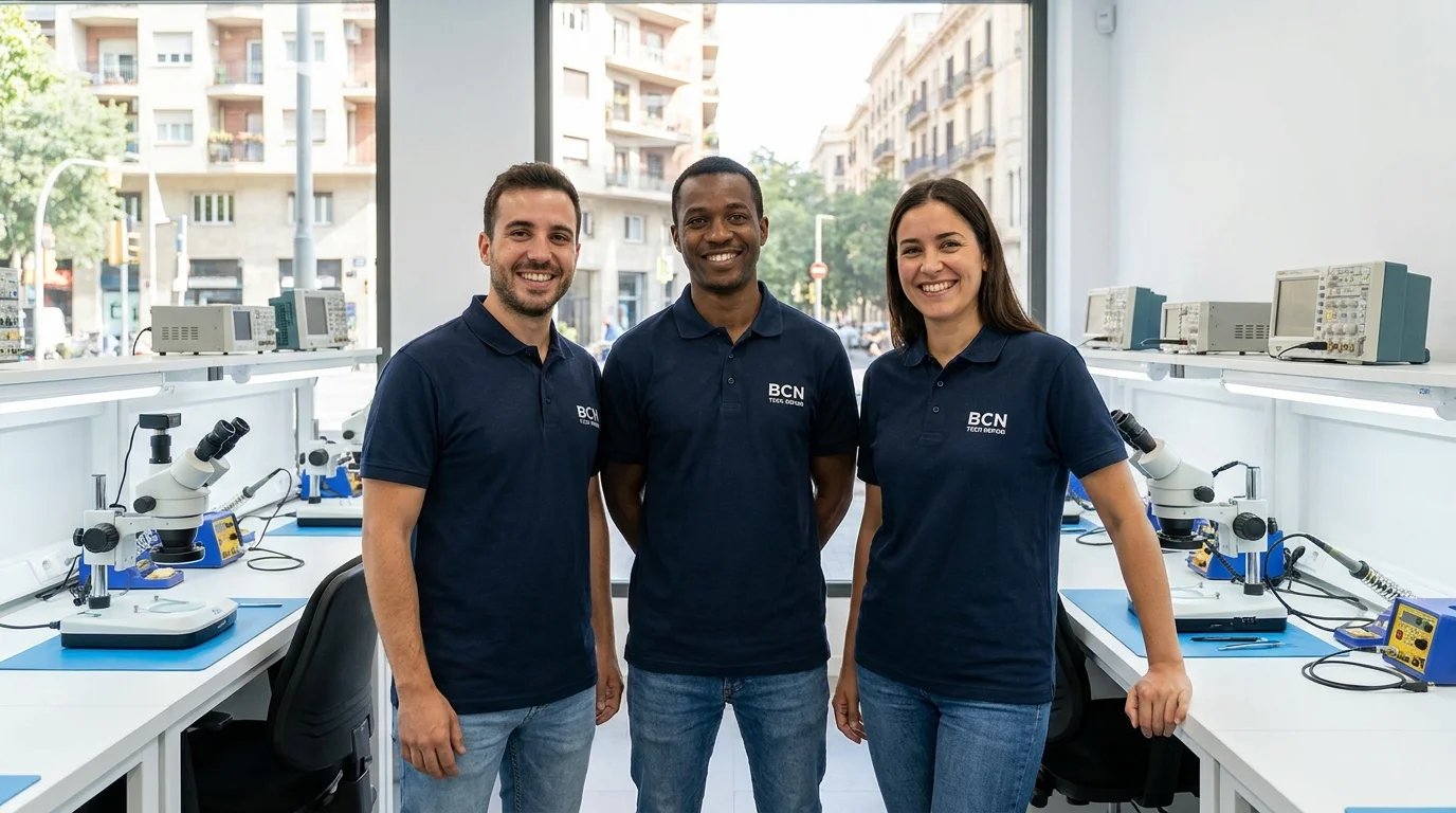 Equipo técnico de Peach Data Recovery en el laboratorio
